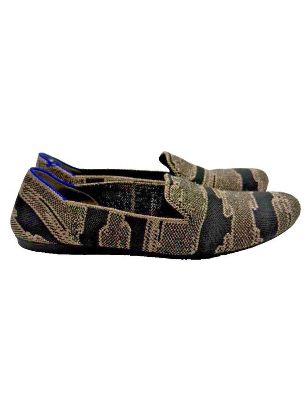 Rothy's The Loafer 7.5 Black Bronze Metallic Golden Shimmer Slip On Flats *FLAW*